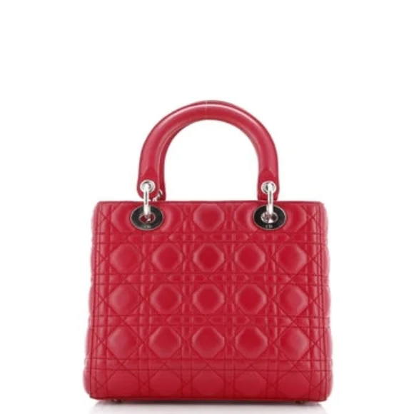Like NEW!!! Christian Dior Lady Dior Bag Cannage Quilt Lambskin Medium - Picture 4 of 16